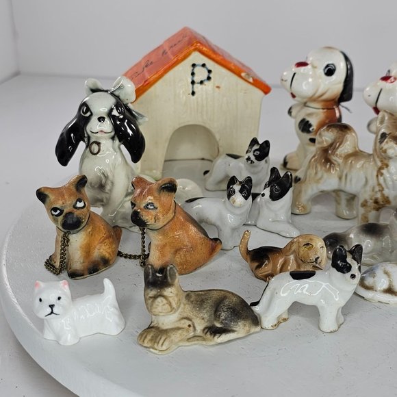 Vintage Dog Miniature Figurine Lot Ceramic Resin Plastic - Picture 3 of 12